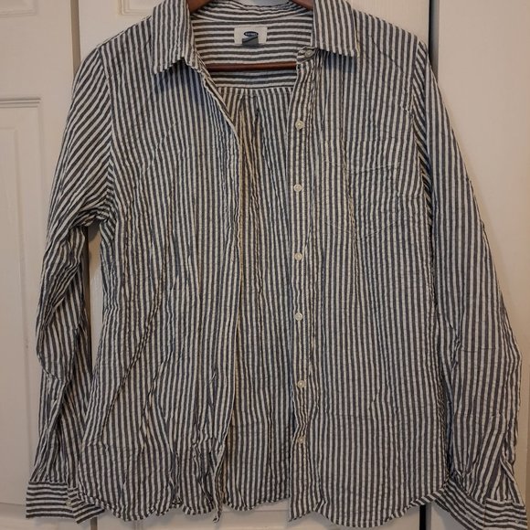 Old Navy Button Down Striped Shirt Size Medium - Picture 1 of 3